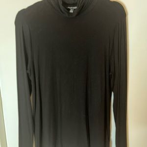 ELLEN TRACY BLACK JERSEY MOCK TURTLE NECK.  Comfortable and stretchy.  Newer. L